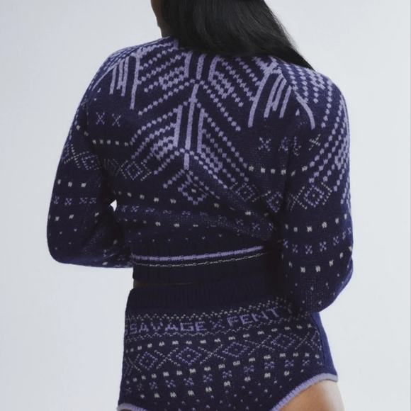 SAVAGE X FENTY FROST SMITTEN KNIT SWEATER NAVY BLUE SZ LARGE - Picture 4 of 11